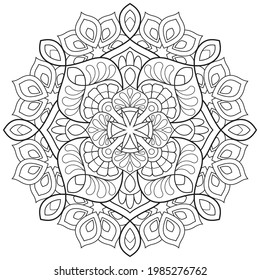 Mandala flower for adult coloring book.