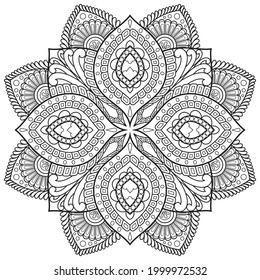 Mandala flower for adult coloring book.