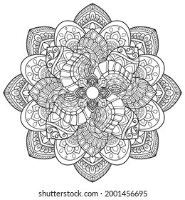 Mandala flower for adult coloring book.