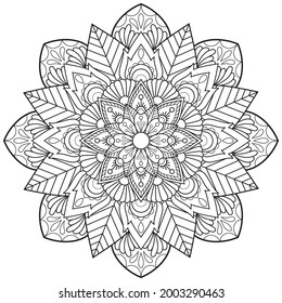 Mandala flower for adult coloring book.