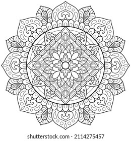 Mandala flower for adult coloring book.