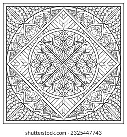 Mandala flower for adult coloring book.