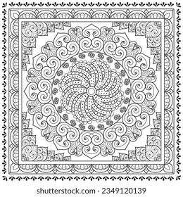 Mandala flower for adult coloring book.