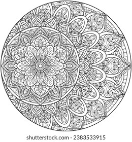 Mandala flower for adult coloring book.