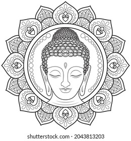 Mandala flower for adult coloring book.Mandala flower coloring pages.