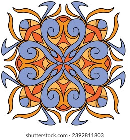 Mandala Blume Art Five, mit komfortablen Farben, gut für Grafikdesign und dekorative Ressourcen