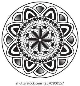 Mandala flower arts, Easy Mandala design, Mandala vector. Perfect for wedding invitations, coloring book
