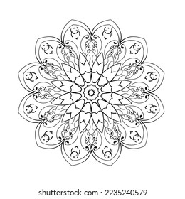 Mandala Flower Black Circle design 