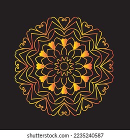 Mandala Flower Black Circle design 