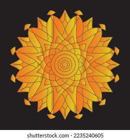 Mandala Flower Black Circle design 