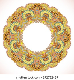 Mandala / Flower circle design background with lace ornament 