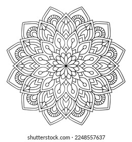 Mandala flower. Circular pattern in form of mandala for Henna, Mehndi, tattoo, decoration. Eastern drawing, idea for coloring.