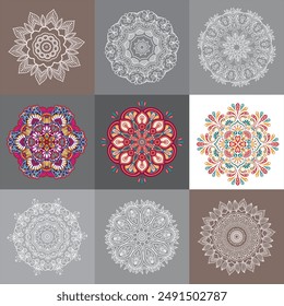 Mandala flower color vector image.
