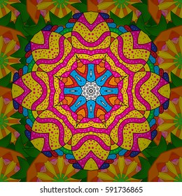Mandala flower coloring book for adults Vector illustration. Anti-stress coloring for adult. Background. Lace seamless pattern. Zentangle style.