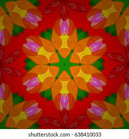 Mandala flower coloring book for adults Vector illustration. Lace seamless pattern. Zentangle style. Anti-stress coloring for adult. Red background.