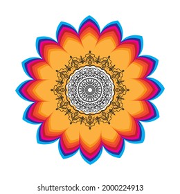 mandala flower with coloring design