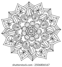 Mandala Blume Malvorlage schwarz-weiß