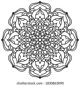 Mandala flower coloring page. Vector floral lace. Ethnic design.