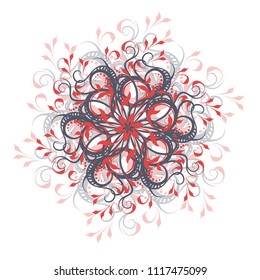 mandala flower, with curls, vector illustration
