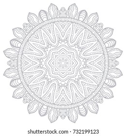 Mandala flower decoration, doodle round ornament, isolated design element on a white background. Vector geometric floral pattern. Tribal ethnic arabic, indian, turkish motif. Colorful abstract art