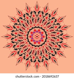 Mandala flower decoration, hand drawn round ornament