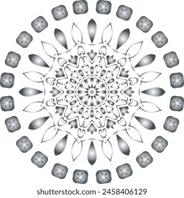 Mandala flower decoration, oriental pattern, isolated design element. Zentangle  style decor for coloring book page. Tribal ethnic floral mandala round
