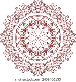 Mandala flower decoration, oriental pattern, isolated design element. Zentangle  style decor for coloring book page. Tribal ethnic floral mandala round