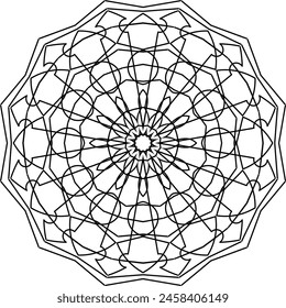 Mandala flower decoration, oriental pattern, isolated design element. Zentangle  style decor for coloring book page. Tribal ethnic floral mandala round