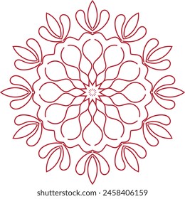 Mandala flower decoration, oriental pattern, isolated design element. Zentangle  style decor for coloring book page. Tribal ethnic floral mandala round