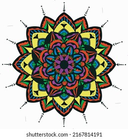 Mandala Flower Decorative Elements Vintage Oriental Pattern Islamic, Arabic, Indian, Turkish, Pakistani, Chinese, Ottoman motifs vector illustration.