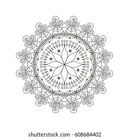 Mandala flower design for coloring book, invitations and prints