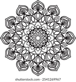 Mandala flower design for colouring book, mandala art biik vector illustration 