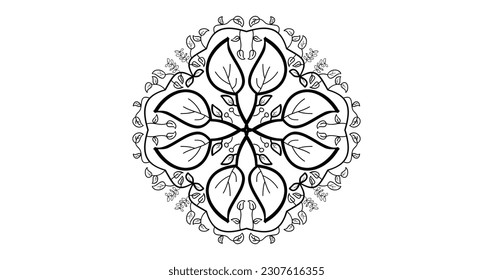 Mandala flower Design, Mandala floral, Minimalist mandala, Flores, flor, Mandala Art Vector, tattoo, print, logo, Mandalas Wallpaper, tree, tibet, yoga, india, outline, Black and White, pattern