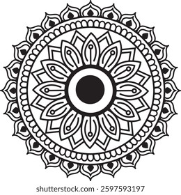 mandala flower design with leaf, can be use to coloring boock page.