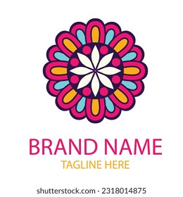 Mandala flower design logo for brand
