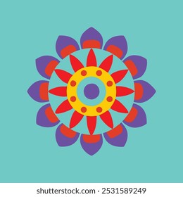 Fondo verde azulado del diseño de la flor del mandala