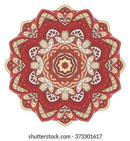 Mandala flower. Doodle Mandala drawing. Round, ornament. Mandala Cream and pink colors