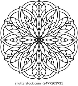 Mandala flower, drawing of a mandala, Detailed Mandala Coloring Book Page for All Ages