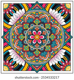 Mandala flower full color vector .