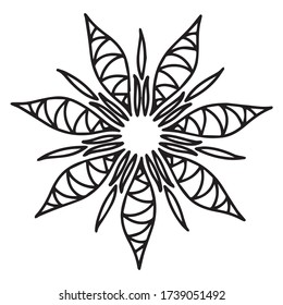 Mandala flower graphic design vector illustration, decoration, icon, line, art tattoo sketch, background pattern, hand draw, use in print