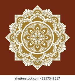 mandala with flower for Henna, Mehndi, tattoo, decoration. Decorative ornament in ethnic oriental style. Hand drawn background. Islam, Arabic, Indian. Mandalas for coloring book.