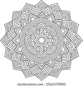 mandala, flower, illustration, pattern, round, art, design, floral, page, drawing, black, vector, colouring, vintage, book, print, wallpaper, floral pattern, template, white, adult, line art