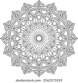 mandala, flower, illustration, pattern, round, art, design, floral, page, drawing, black, vector, colouring, vintage, book, print, wallpaper, floral pattern, template, white, adult, line art