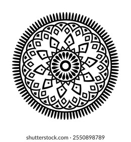Mandala flower isolated on white background, flowers for meditation, decorative ornaments in ethnic oriental style, mandala coloring pages for Adults and Kids simple mandalas artwork vector