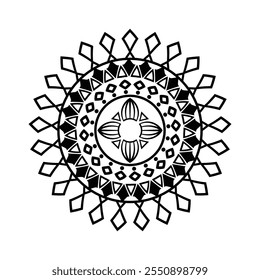 Mandala flower isolated on white background, flowers for meditation, decorative ornaments in ethnic oriental style, mandala coloring pages for Adults and Kids simple mandalas artwork vector