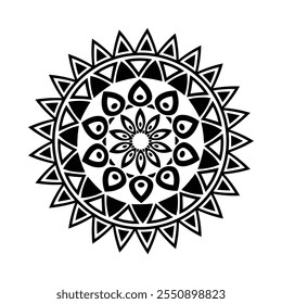 Mandala flower isolated on white background, flowers for meditation, decorative ornaments in ethnic oriental style, mandala coloring pages for Adults and Kids simple mandalas artwork vector
