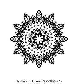 Mandala flower isolated on white background, flowers for meditation, decorative ornaments in ethnic oriental style, mandala coloring pages for Adults and Kids simple mandalas artwork vector