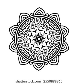 Mandala flower isolated on white background, flowers for meditation, decorative ornaments in ethnic oriental style, mandala coloring pages for Adults and Kids simple mandalas artwork vector