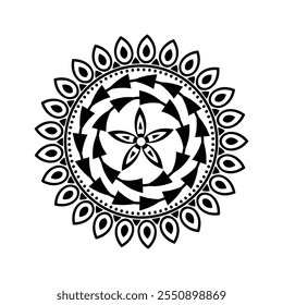 Flor Mandala isolado no fundo branco, flores para meditação, ornamentos decorativos em estilo étnico oriental, mandala páginas de coloração para adultos e crianças mandalas simples vetor de arte