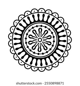 Mandala flower isolated on white background, flowers for meditation, decorative ornaments in ethnic oriental style, mandala coloring pages for Adults and Kids simple mandalas artwork vector